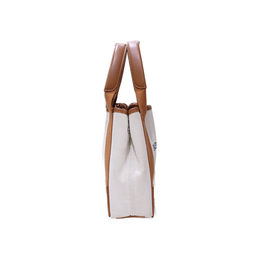 BALENCIAGA Navy Blue Cabas XS Canvas Leather Handbag Shoulder Bag White Pouch - Picture 3 of 7